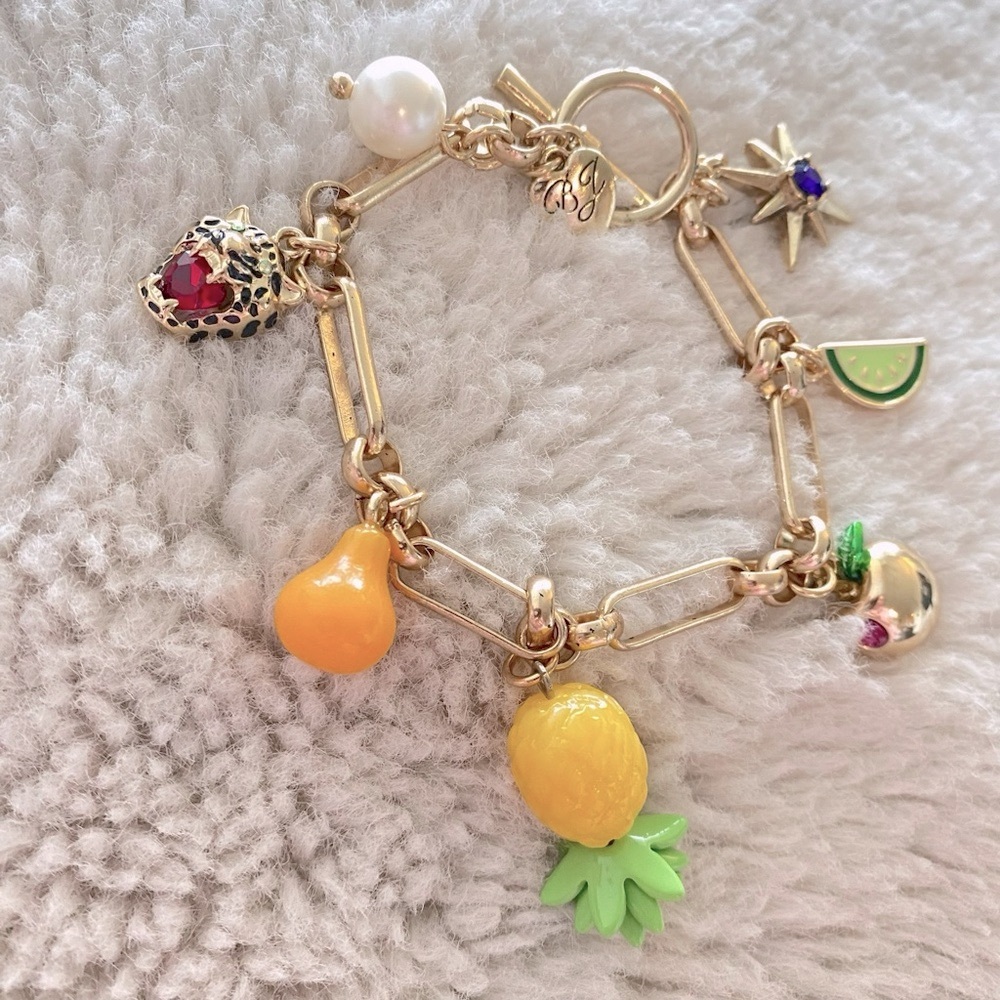 Betsey Johnson Summer Fruit Edition With Leopard Pendant Bracelet NWT